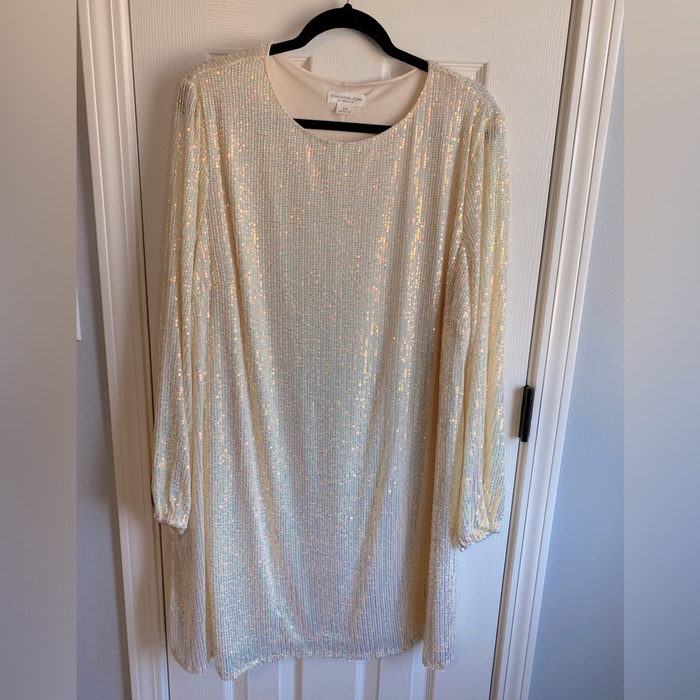 Chic Soul Glitter Long Sleeve Dress